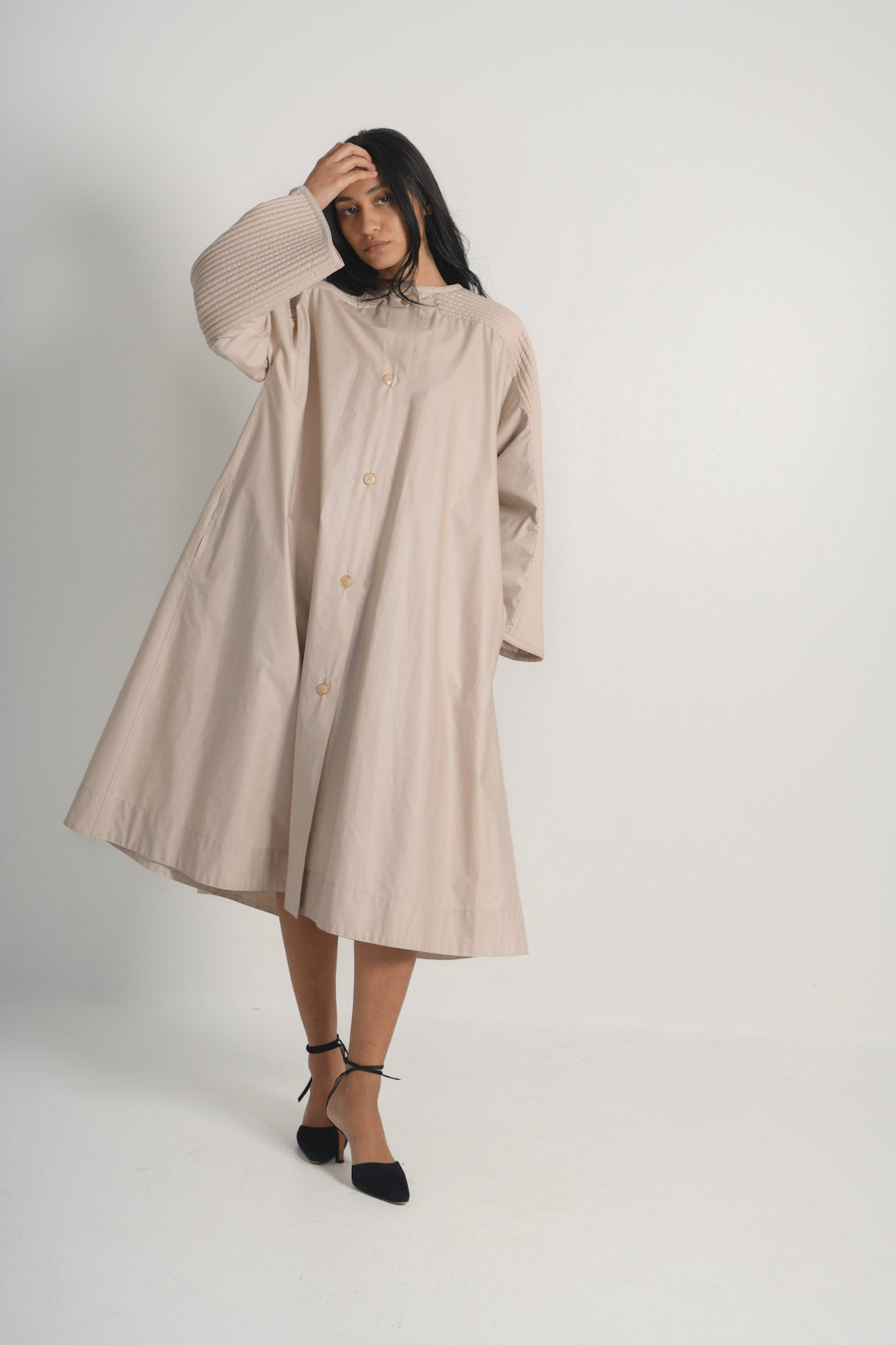 Geoffrey Beene Pleated Silk Coat
