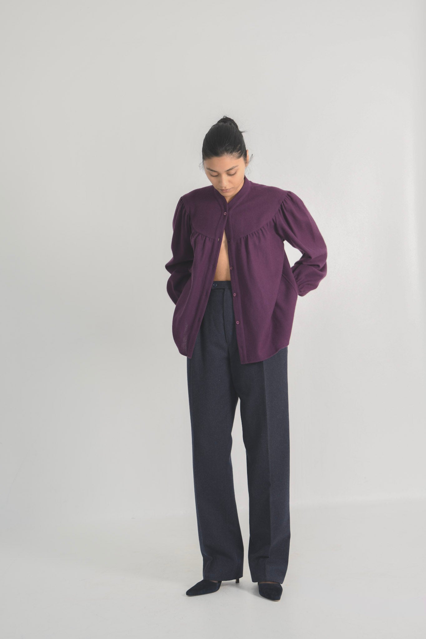 Yves Saint Laurent Plum Wool Blouse