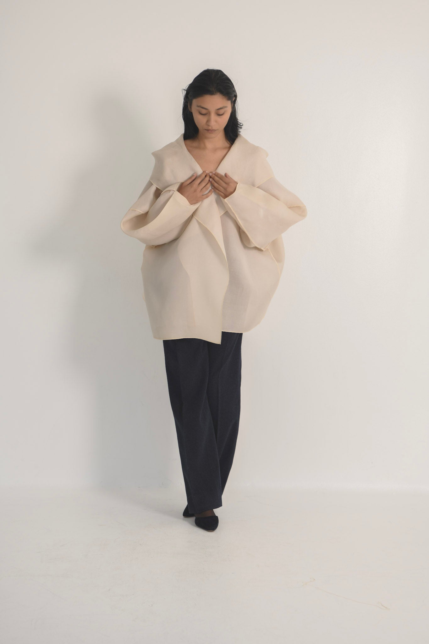 Zoran Ivory Silk Gazar Jacket