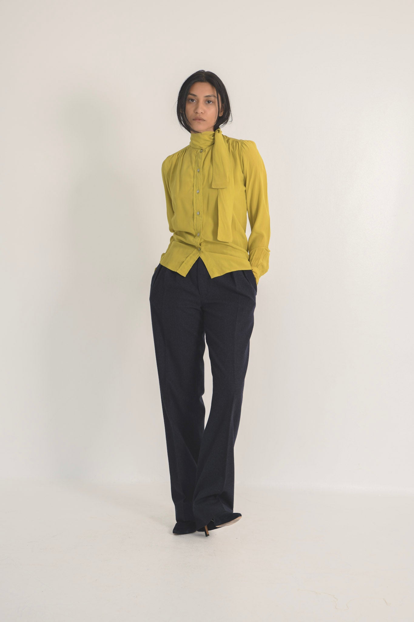 Yves Saint Laurent Pistachio Silk Blouse
