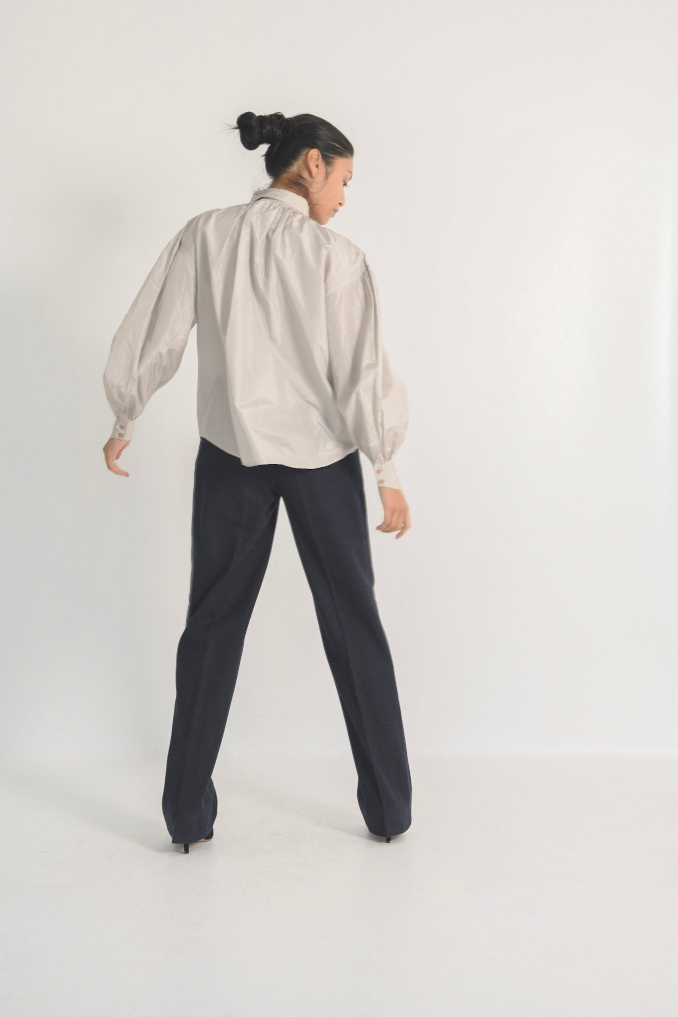Jil Sander Pearl Grey Silk Blouse