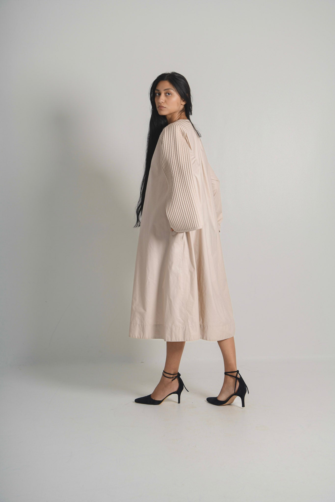 Geoffrey Beene Pleated Silk Coat