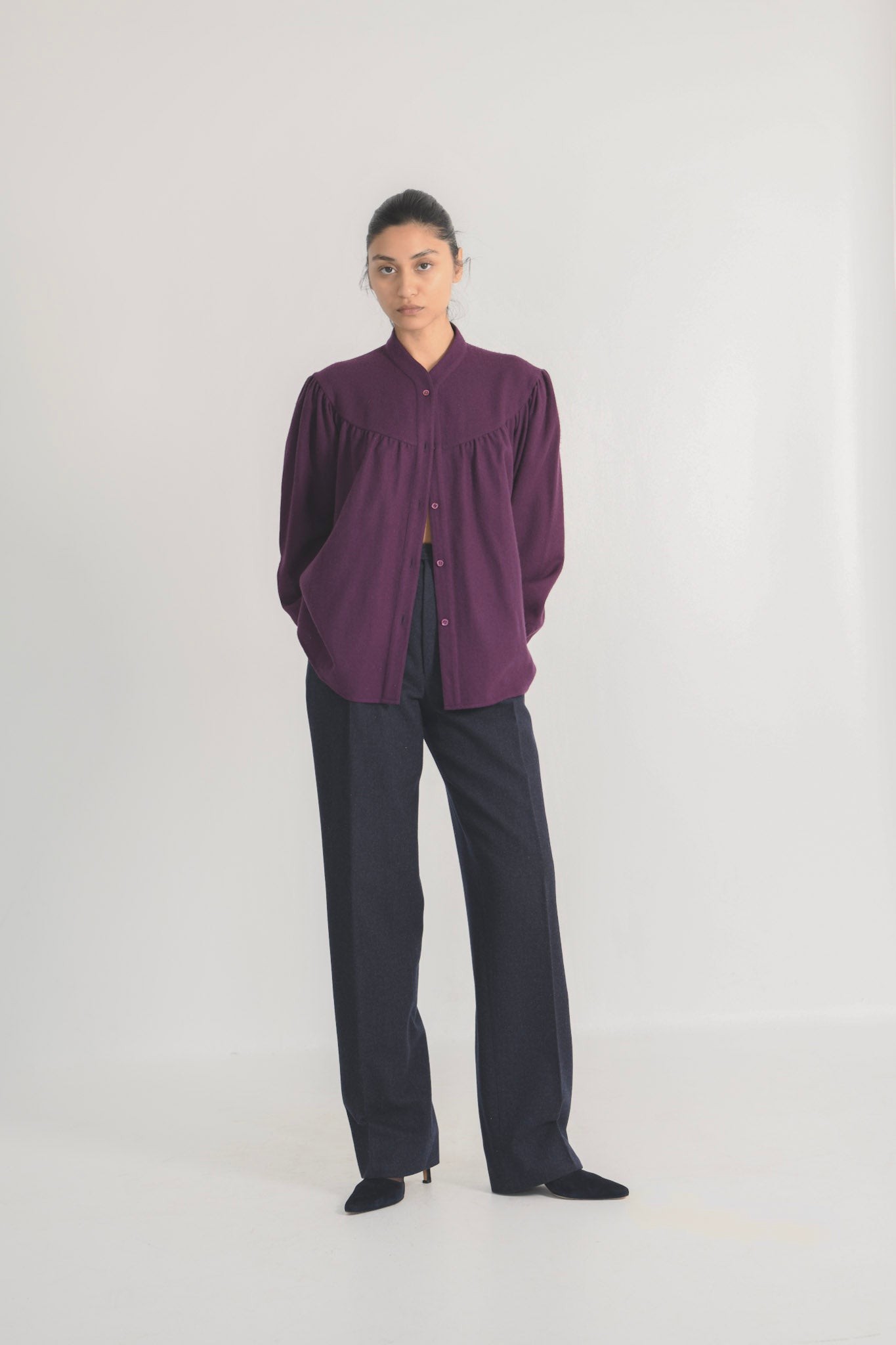 Yves Saint Laurent Plum Wool Blouse