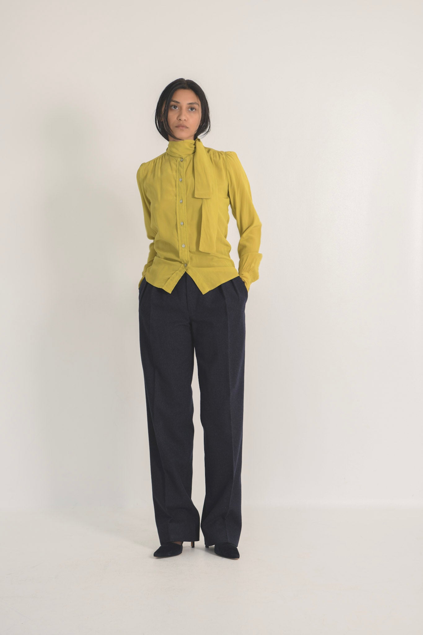 Yves Saint Laurent Pistachio Silk Blouse