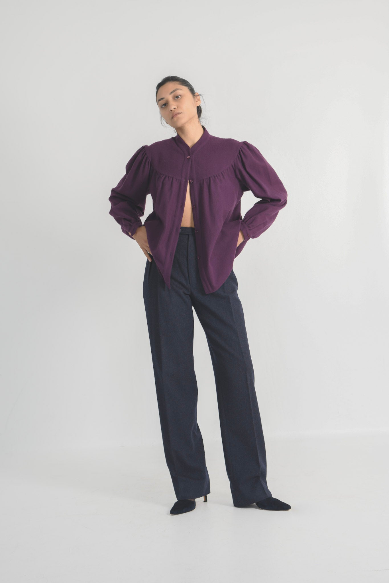 Yves Saint Laurent Plum Wool Blouse