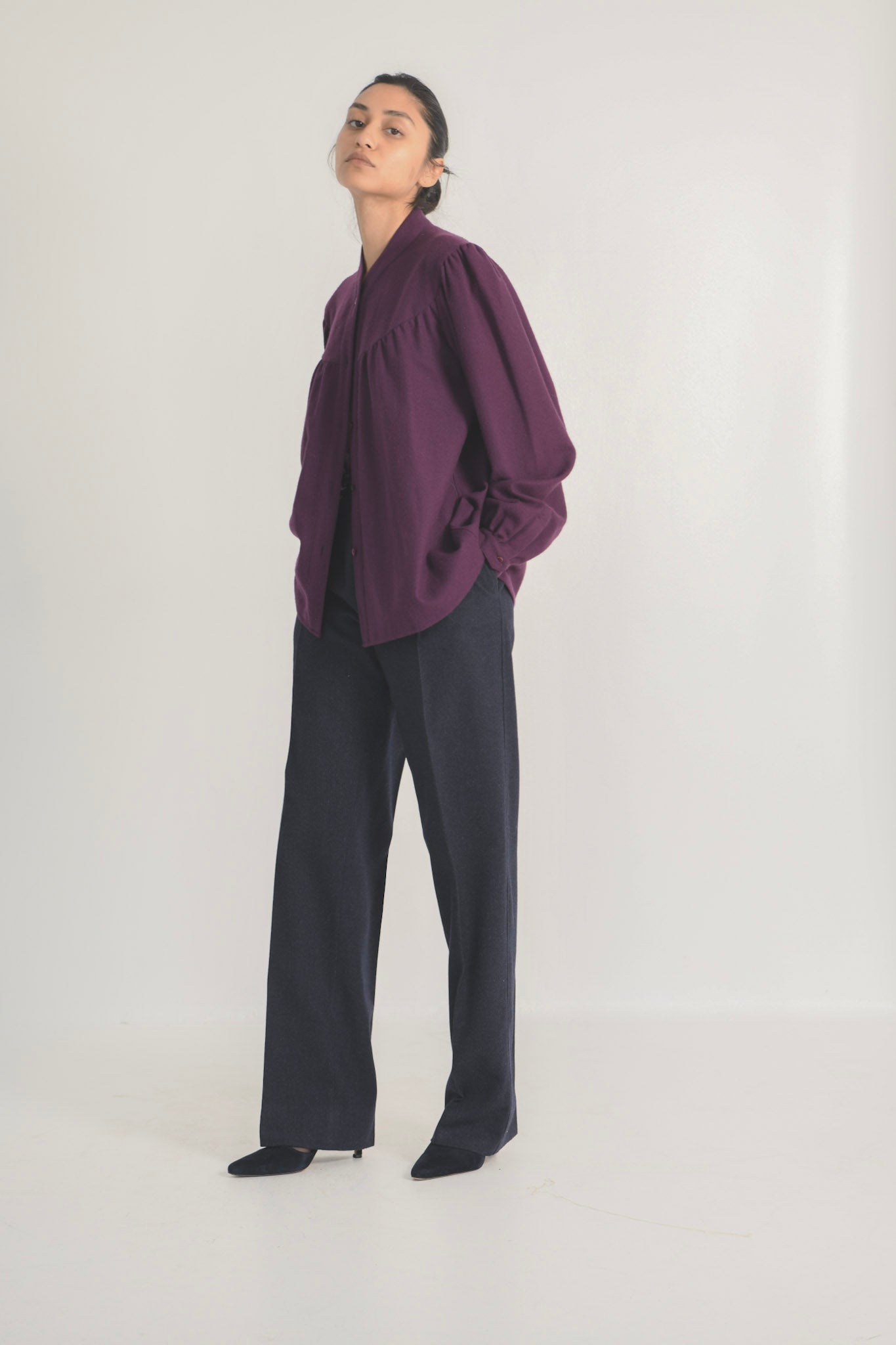 Yves Saint Laurent Plum Wool Blouse