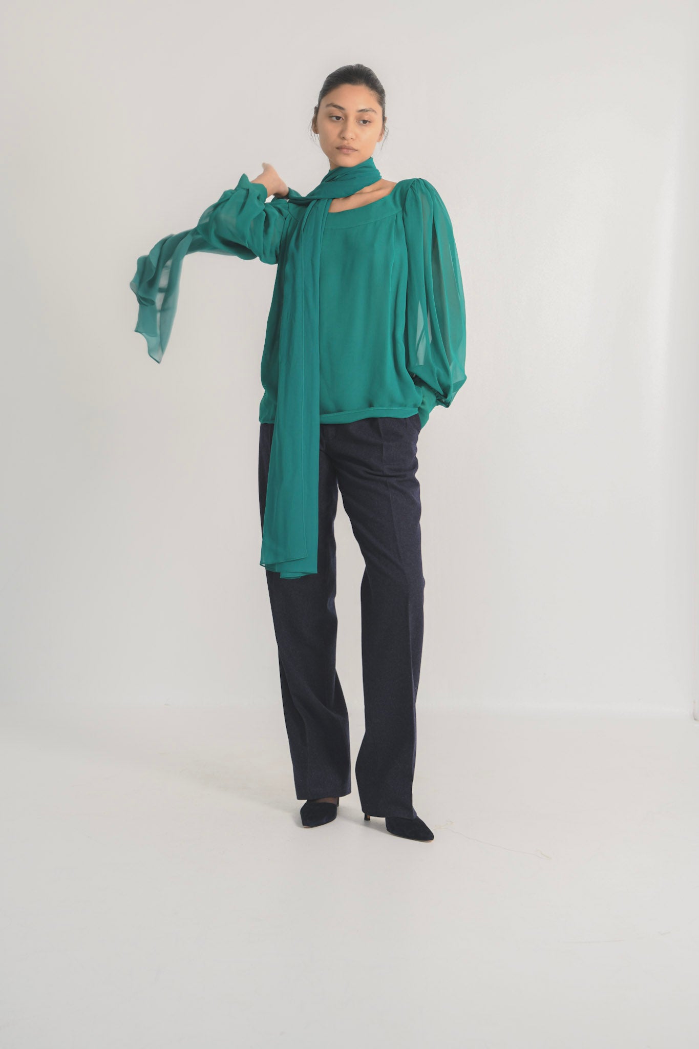 YSL Peafowl-Green Silk Set