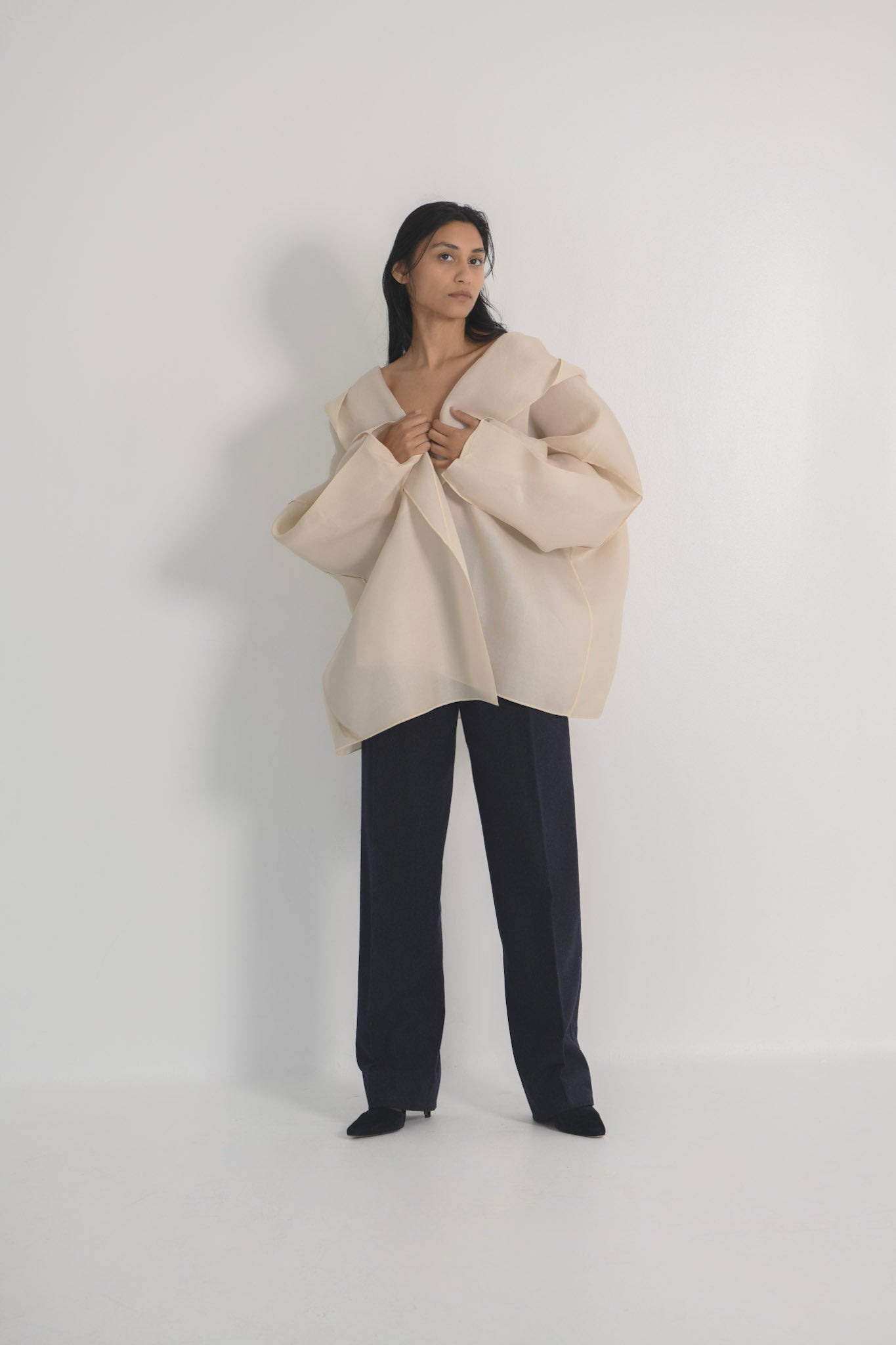 Zoran Ivory Silk Gazar Jacket
