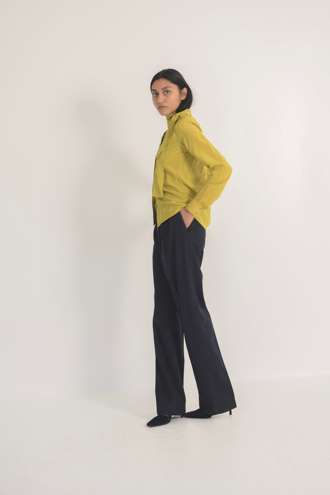Yves Saint Laurent Pistachio Silk Blouse