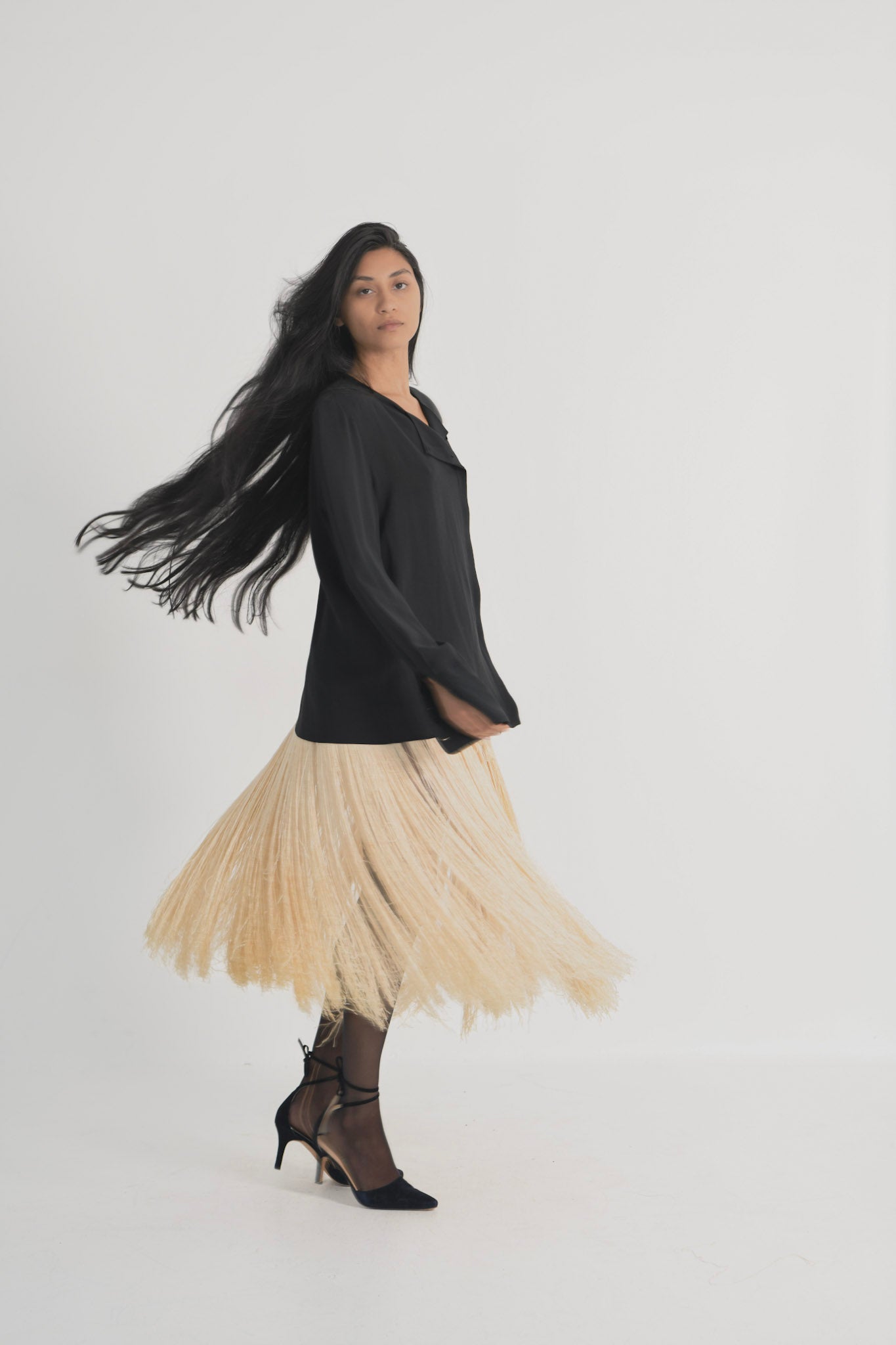 Antique Silk Fringe Skirt
