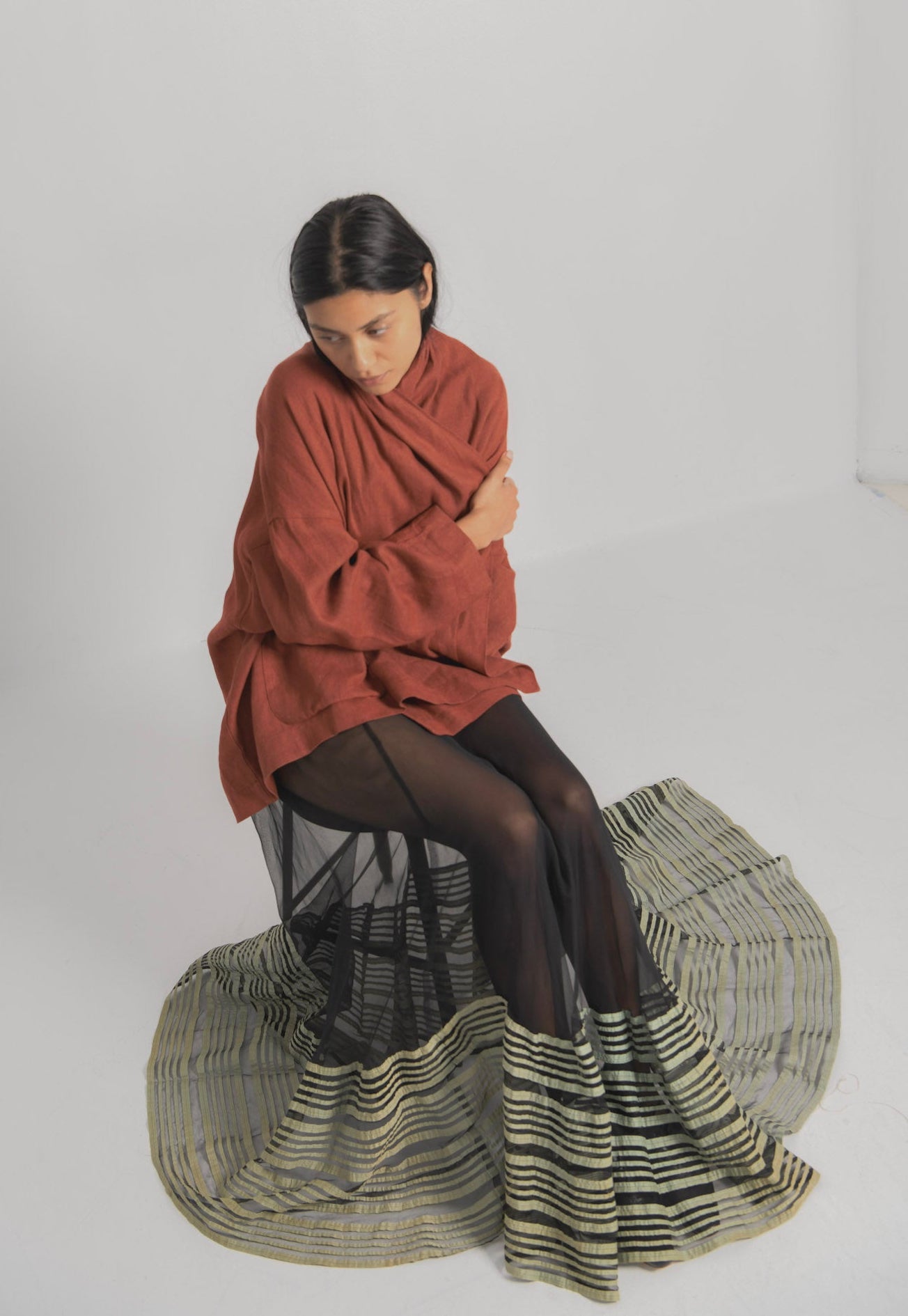 Antique Silk and Appliqué Ribbon Skirt