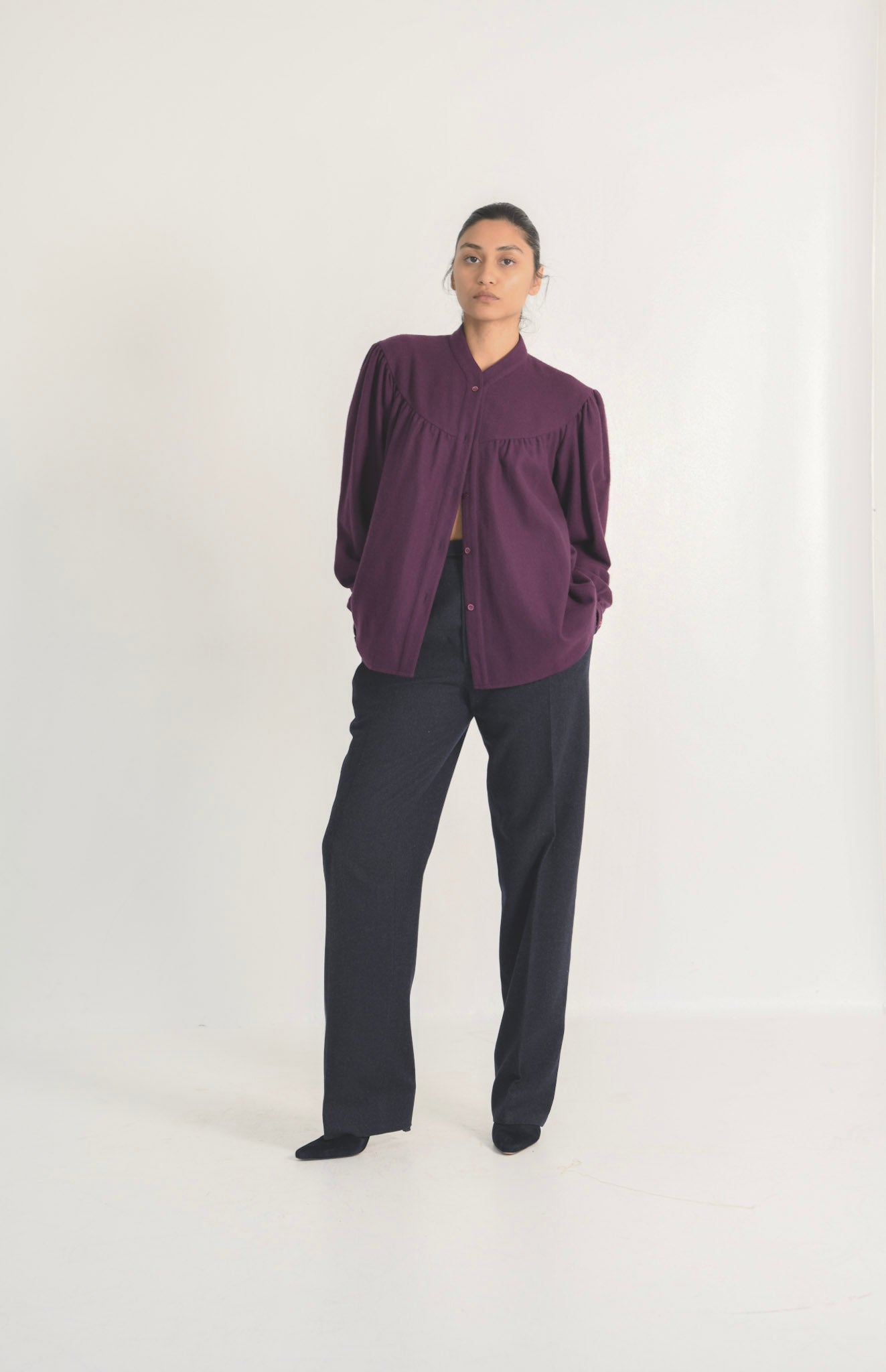 Yves Saint Laurent Plum Wool Blouse