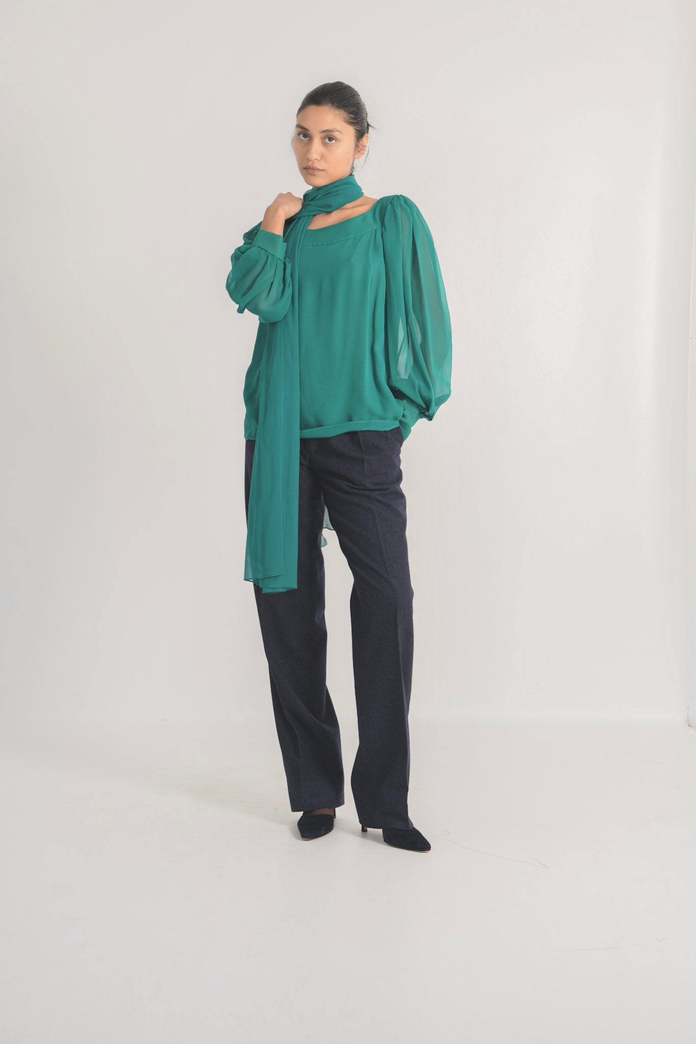 YSL Peafowl-Green Silk Set