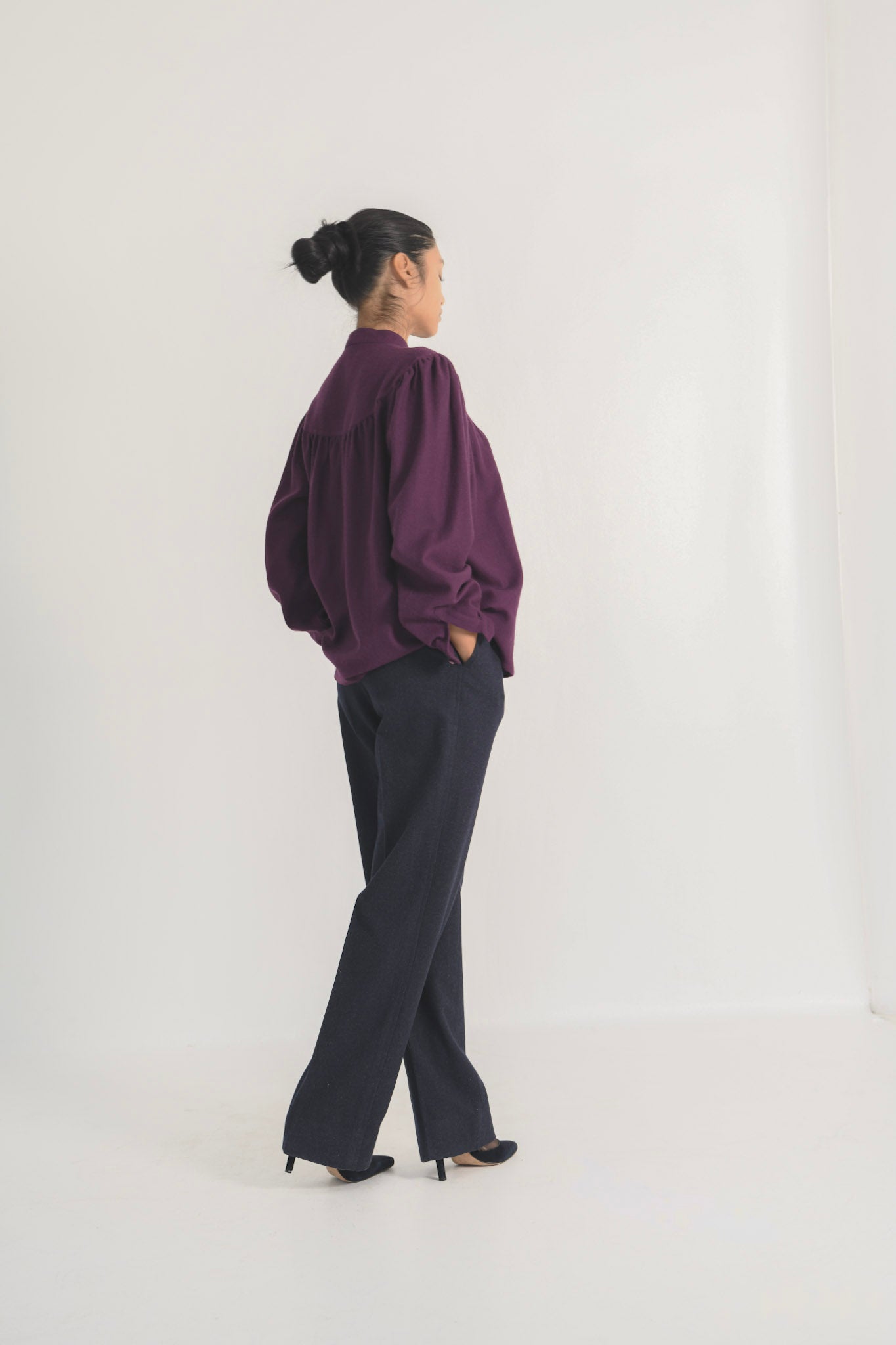 Yves Saint Laurent Plum Wool Blouse