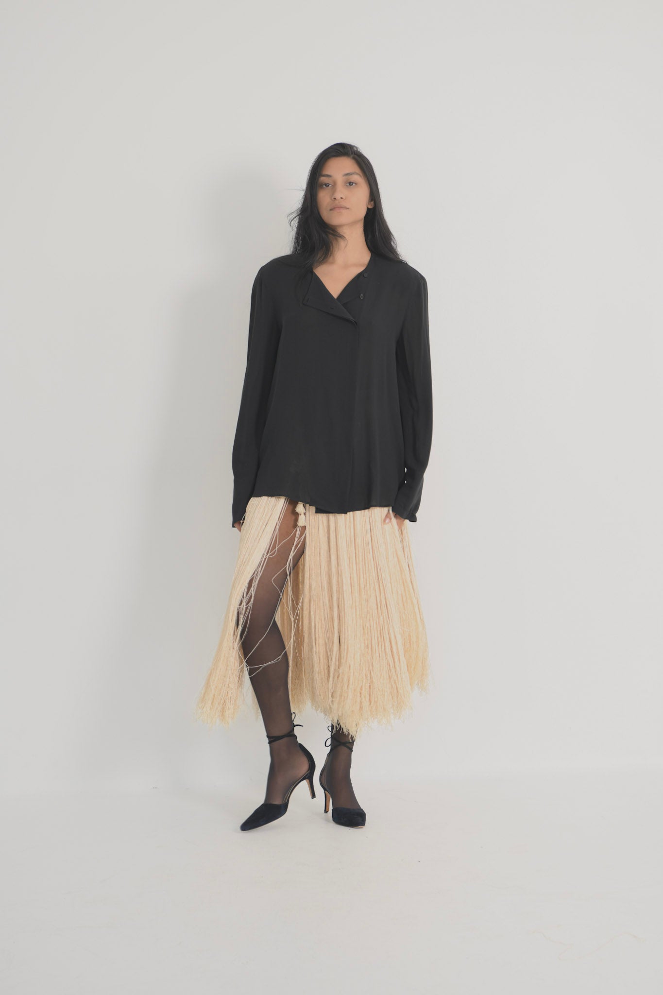 Antique Silk Fringe Skirt