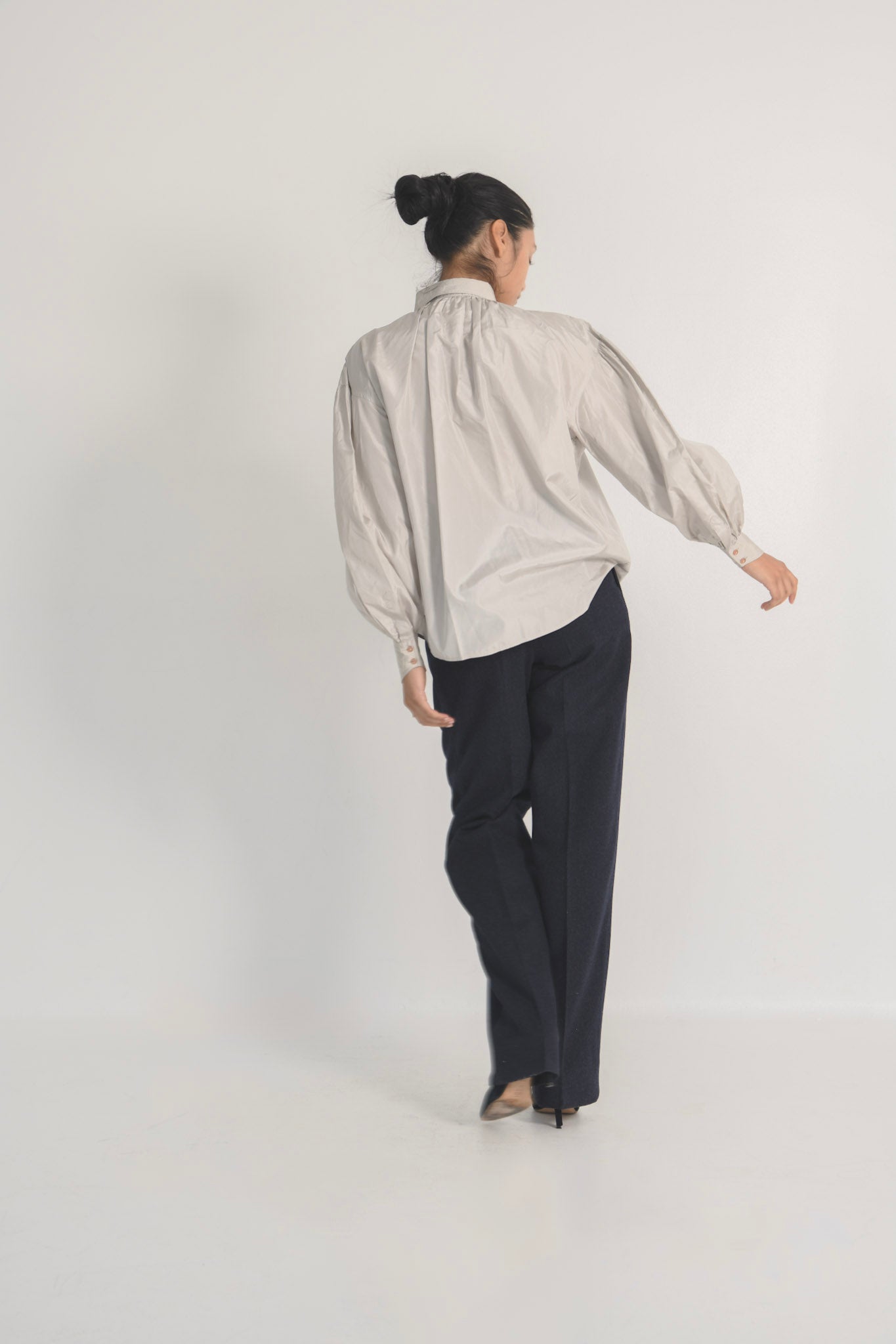 Jil Sander Pearl Grey Silk Blouse