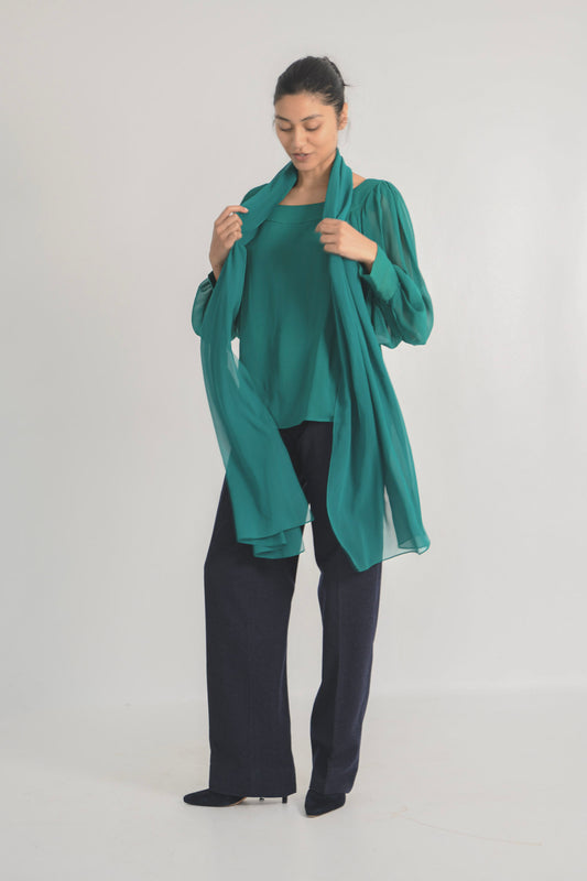 YSL Peafowl-Green Silk Set