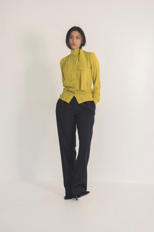 Yves Saint Laurent Pistachio Silk Blouse