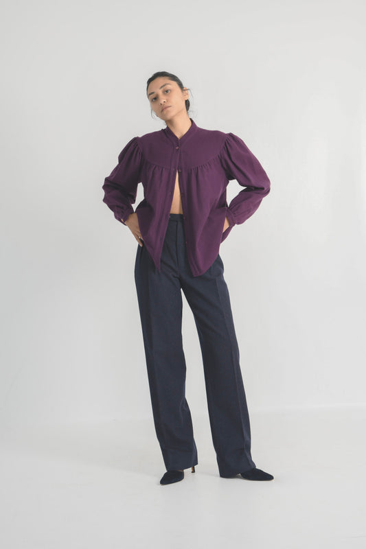 Yves Saint Laurent Plum Wool Blouse