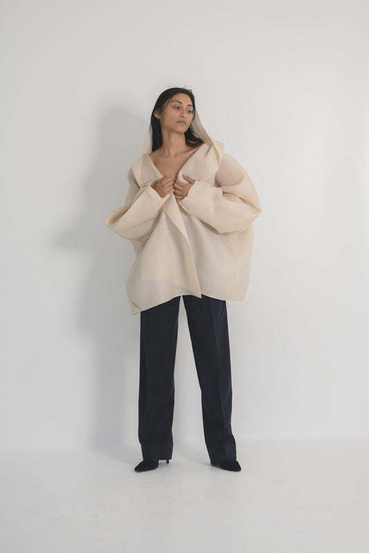 Zoran Ivory Silk Gazar Jacket