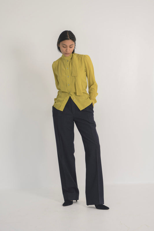 Yves Saint Laurent Pistachio Silk Blouse