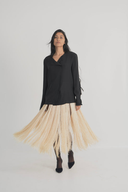 Antique Silk Fringe Skirt